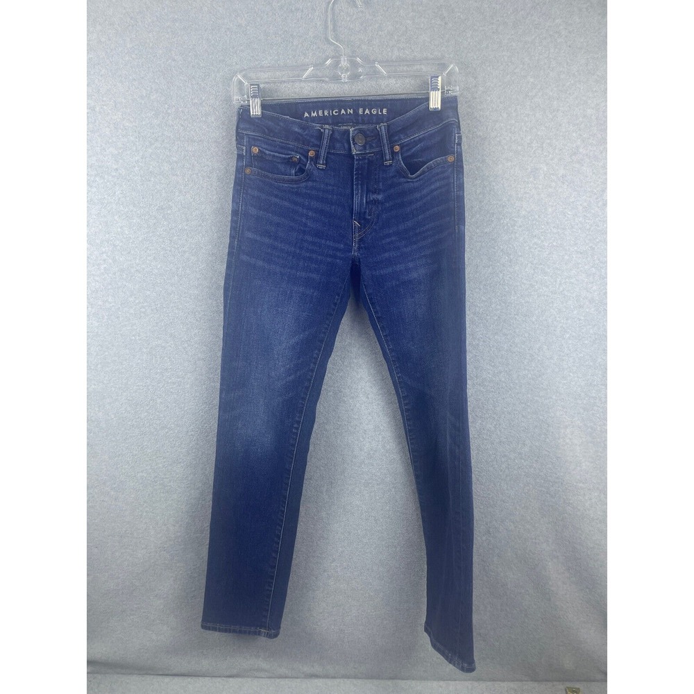 American Eagle Airflex+ Straight Jeans Men's 26 X 30 Blue Dark Wash Low Rise